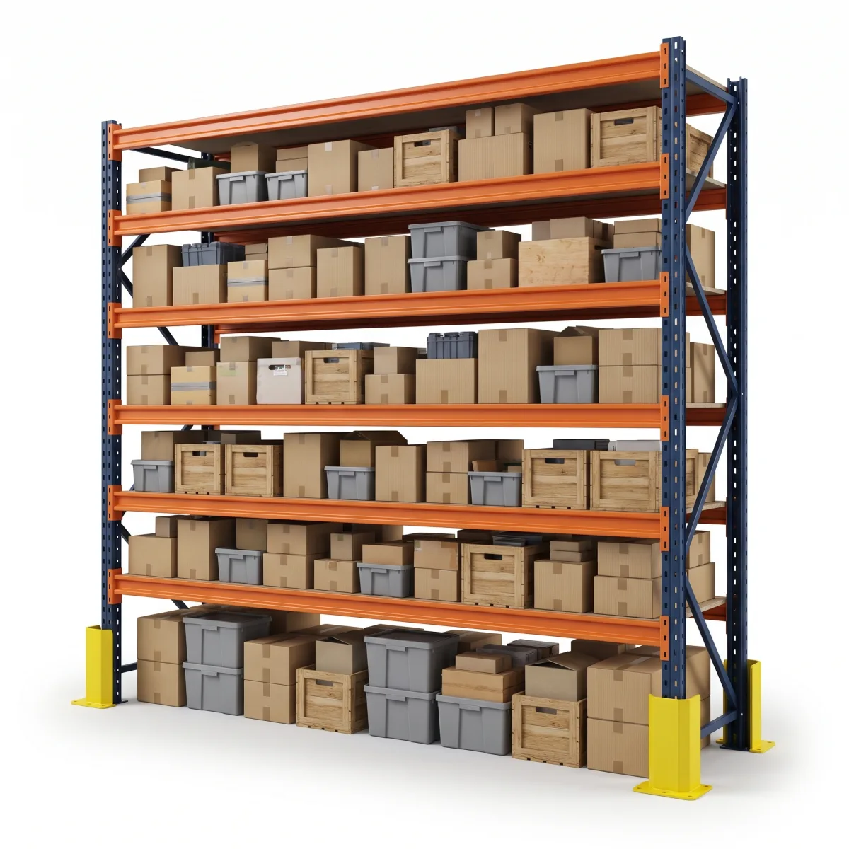 Estrutura de Racks para Armazenagem 1500 kg · 6 Níveis · 300x269 cm Azul/Laranja 2