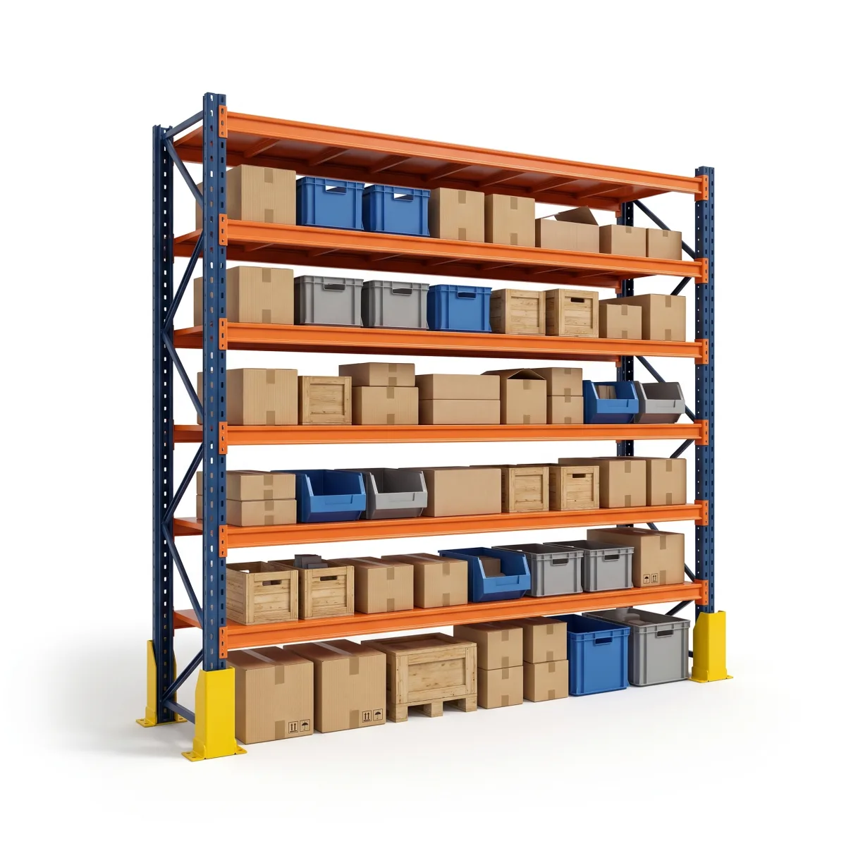 Rack de Armazenamento de Paletes 1000 kg · 6 Níveis · 255x269 cm Azul/Laranja 2