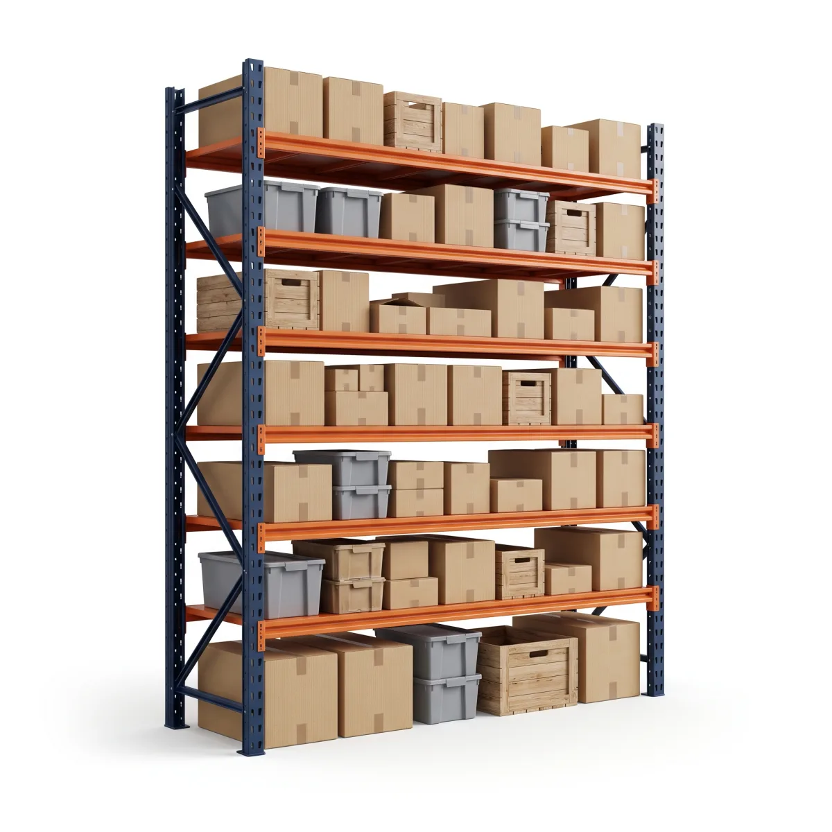 Rack de Armazenamento de Pallets 1000 kg · 6 Níveis · 300x184 cm Azul/Laranja 16