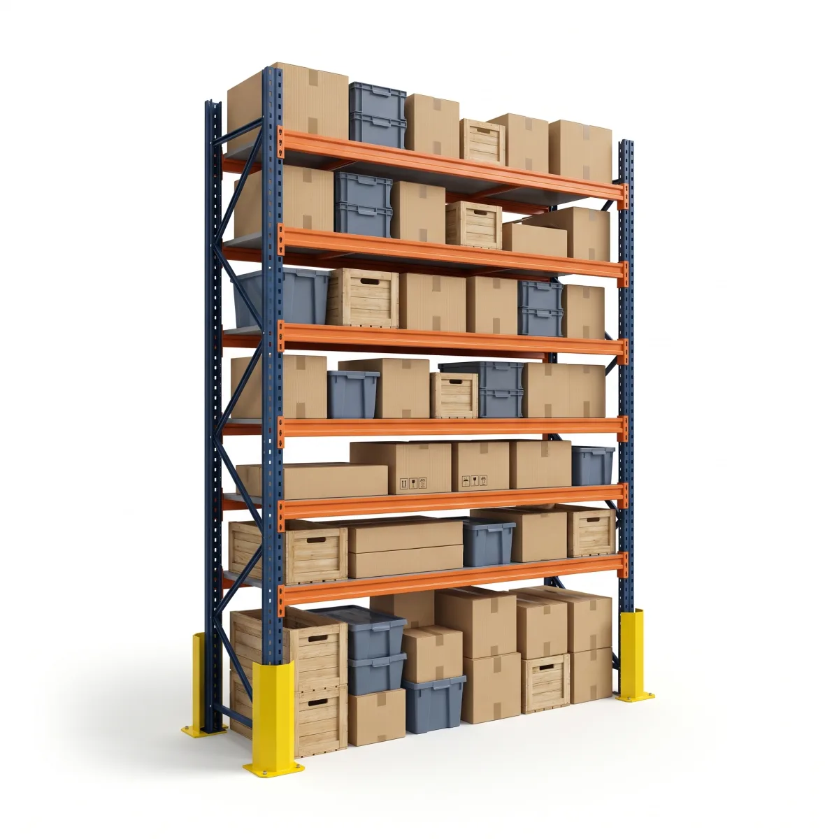 Rack de Armazenamento de Pallets 1000 kg · 6 Níveis · 300x184 cm Azul/Laranja 2