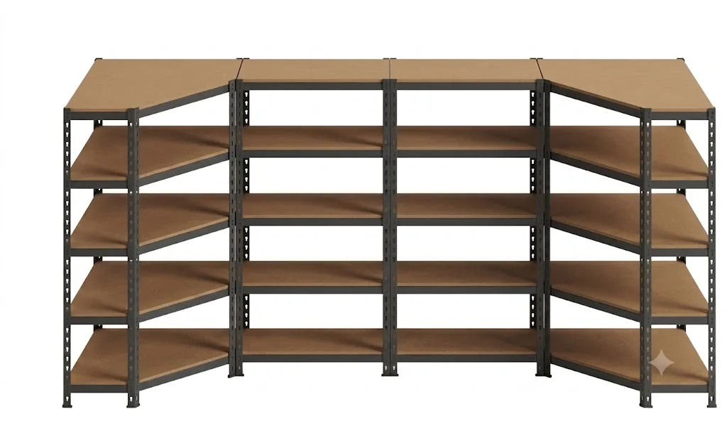 Scaffali in Metallo per Ufficio a U 2 Moduli · 180x90x40 cm Nero Opaco 2